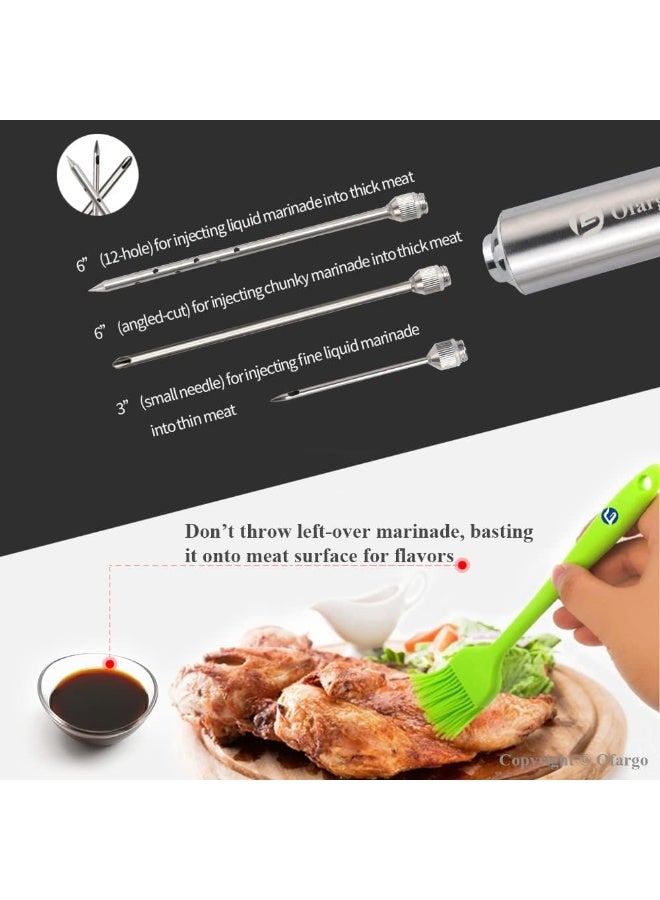 Ofargo Stainless Steel Meat Injector Syringe with 3 Marinade Injector Needles for BBQ Grill Smoker, 2-oz Large Capacity - Image 5